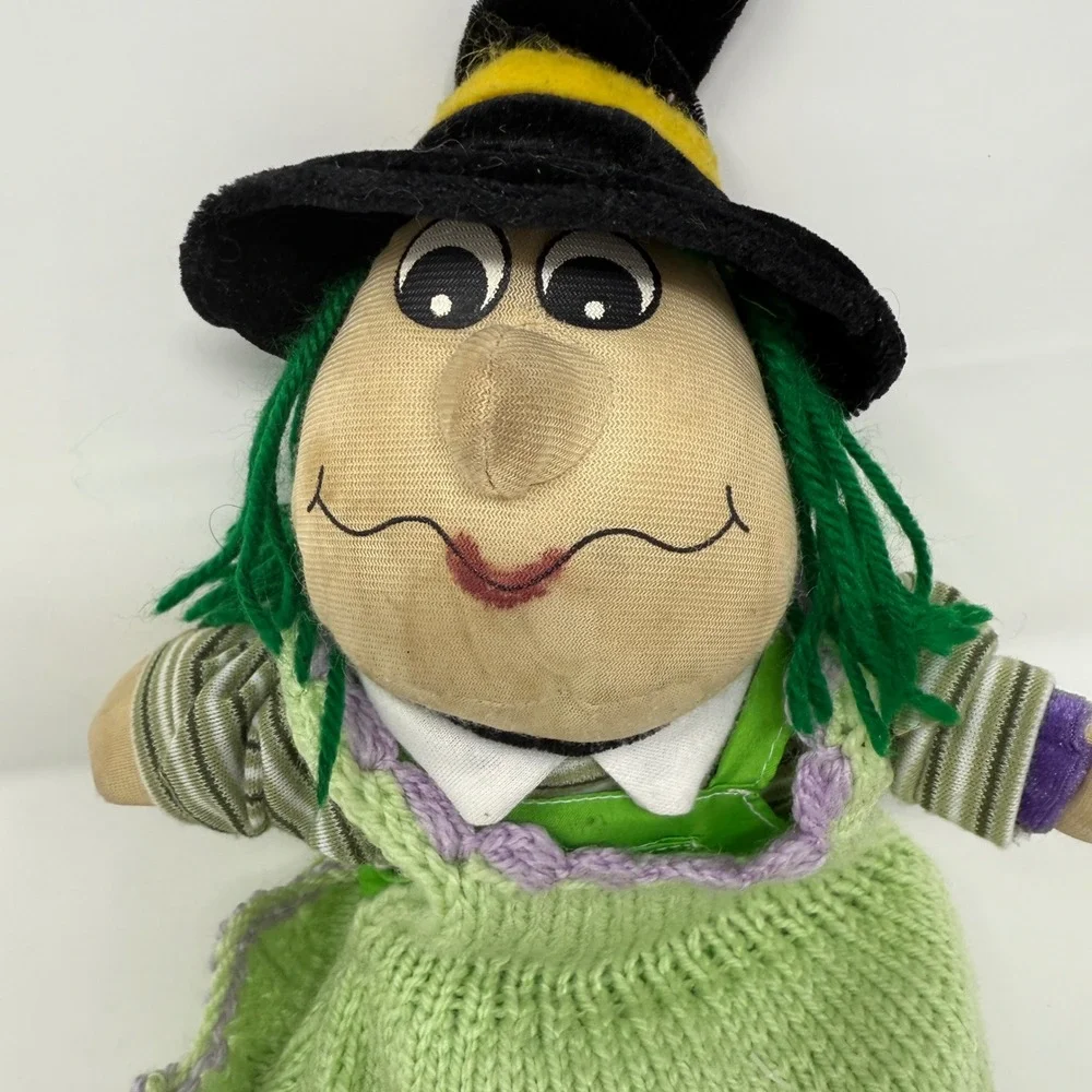 Halloween Witch Plush Doll Green Dress‎ Black Hat Stuffed Animal Toy